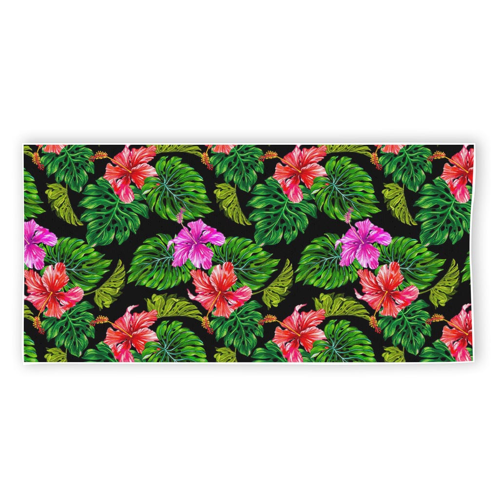 Monstera Hibiscus Hawaii Pattern Print Beach Towel