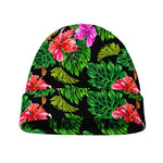 Monstera Hibiscus Hawaii Pattern Print Beanie