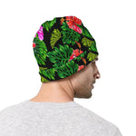 Monstera Hibiscus Hawaii Pattern Print Beanie