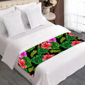 Monstera Hibiscus Hawaii Pattern Print Bed Runner