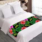 Monstera Hibiscus Hawaii Pattern Print Bed Runner