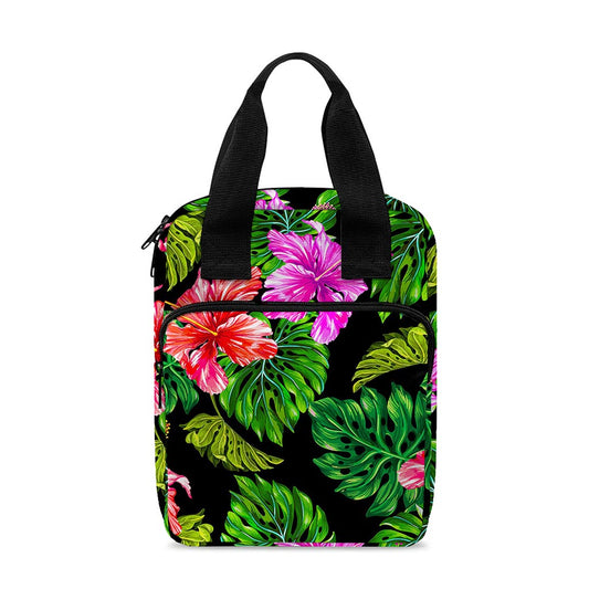Monstera Hibiscus Hawaii Pattern Print Bible Tote Bag
