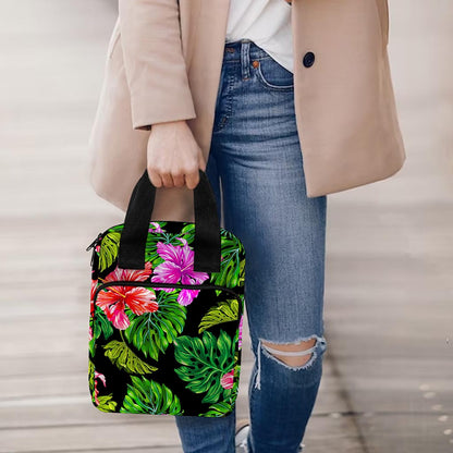 Monstera Hibiscus Hawaii Pattern Print Bible Tote Bag