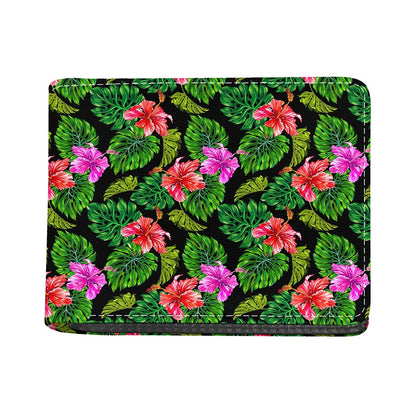 Monstera Hibiscus Hawaii Pattern Print Bifold Wallet