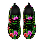 Monstera Hibiscus Hawaii Pattern Print Black Running Shoes