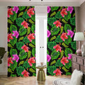 Monstera Hibiscus Hawaii Pattern Print Dimout Pencil Pleat Curtains
