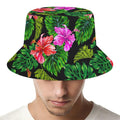 Monstera Hibiscus Hawaii Pattern Print Bucket Hat