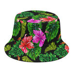 Monstera Hibiscus Hawaii Pattern Print Bucket Hat