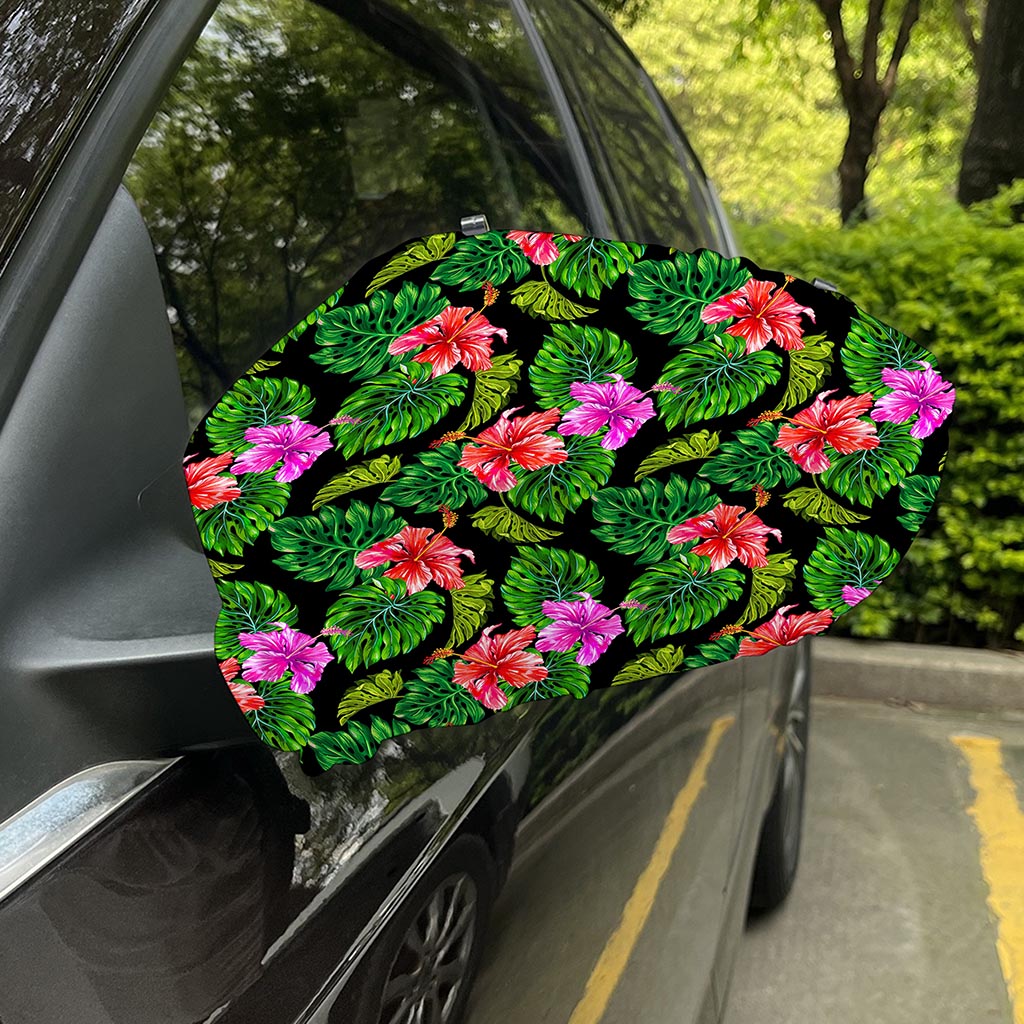 Monstera Hibiscus Hawaii Pattern Print Car Side Mirror Covers