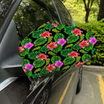 Monstera Hibiscus Hawaii Pattern Print Car Side Mirror Covers