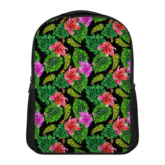 Monstera Hibiscus Hawaii Pattern Print Casual Backpack