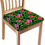 Monstera Hibiscus Hawaii Pattern Print Chair Cushion Cover