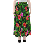 Monstera Hibiscus Hawaii Pattern Print Chiffon Maxi Skirt