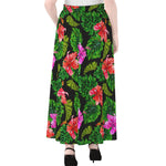 Monstera Hibiscus Hawaii Pattern Print Chiffon Maxi Skirt