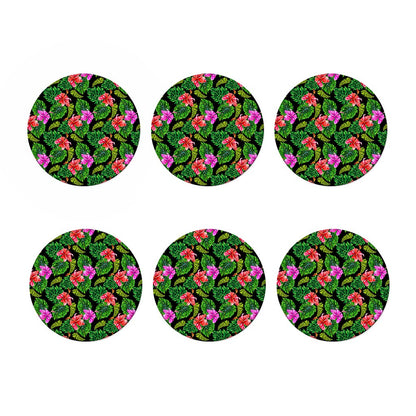 Monstera Hibiscus Hawaii Pattern Print Coaster Set