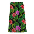 Monstera Hibiscus Hawaii Pattern Print Cotton Front Slit Maxi Skirt