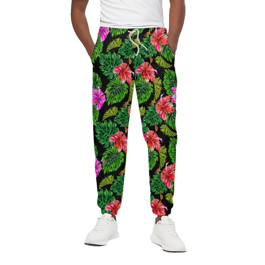 Monstera Hibiscus Hawaii Pattern Print Cotton Pants