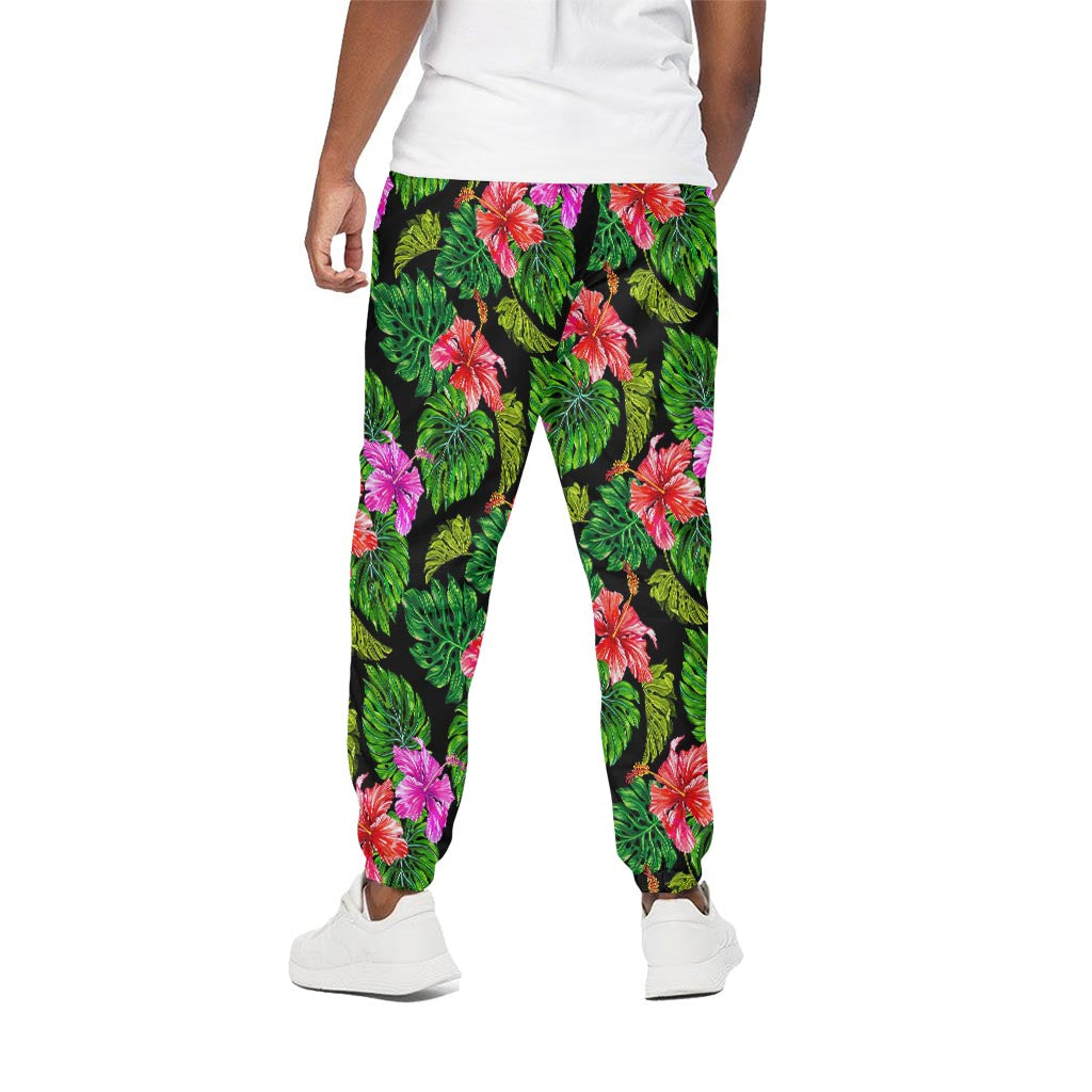 Monstera Hibiscus Hawaii Pattern Print Cotton Pants