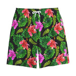 Monstera Hibiscus Hawaii Pattern Print Cotton Shorts