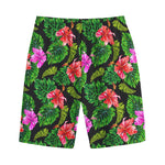 Monstera Hibiscus Hawaii Pattern Print Cotton Shorts