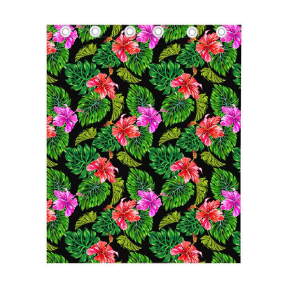 Monstera Hibiscus Hawaii Pattern Print Curtain