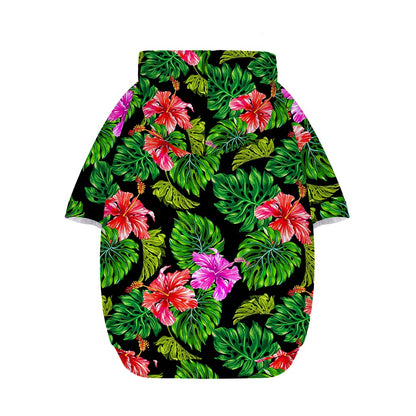 Monstera Hibiscus Hawaii Pattern Print Dog Zip Up Hoodie