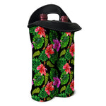 Monstera Hibiscus Hawaii Pattern Print Double Neoprene Wine Tote