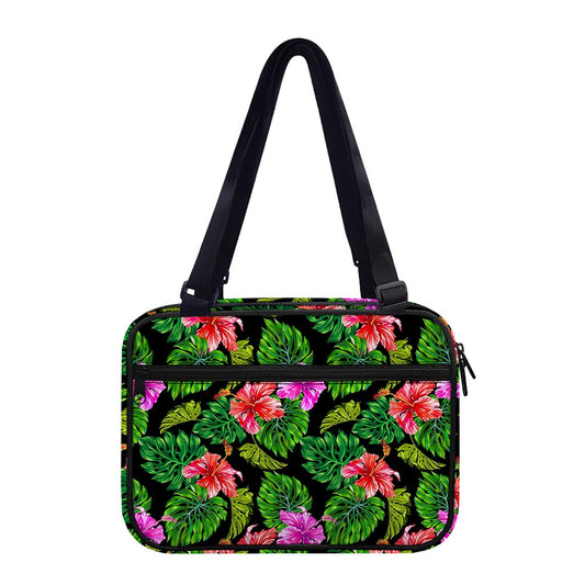 Monstera Hibiscus Hawaii Pattern Print Double Strap Bible Bag