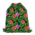 Monstera Hibiscus Hawaii Pattern Print Drawstring Bag