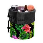 Monstera Hibiscus Hawaii Pattern Print Drawstring Makeup Bag