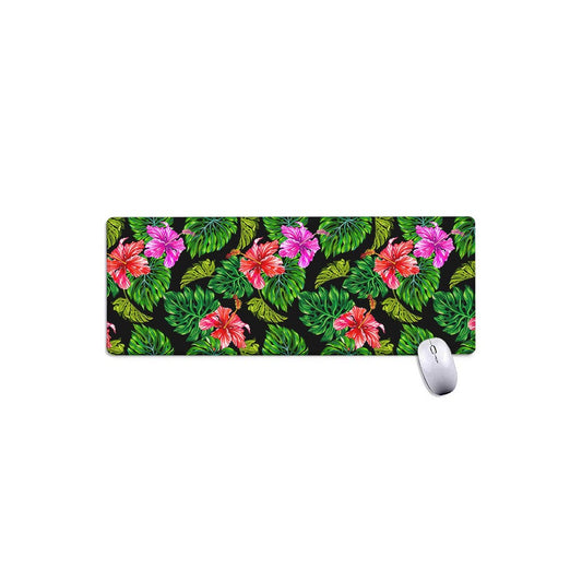 Monstera Hibiscus Hawaii Pattern Print Extended Mouse Pad