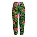 Monstera Hibiscus Hawaii Pattern Print Fleece Lined Knit Pants