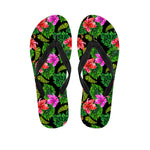 Monstera Hibiscus Hawaii Pattern Print Flip Flops