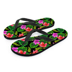 Monstera Hibiscus Hawaii Pattern Print Flip Flops