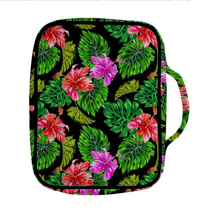 Monstera Hibiscus Hawaii Pattern Print Front Pocket Bible Bag