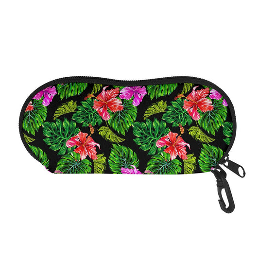 Monstera Hibiscus Hawaii Pattern Print Glasses Case