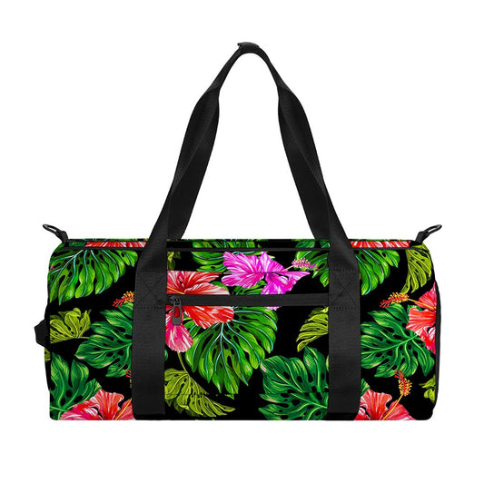 Monstera Hibiscus Hawaii Pattern Print Gym Bag