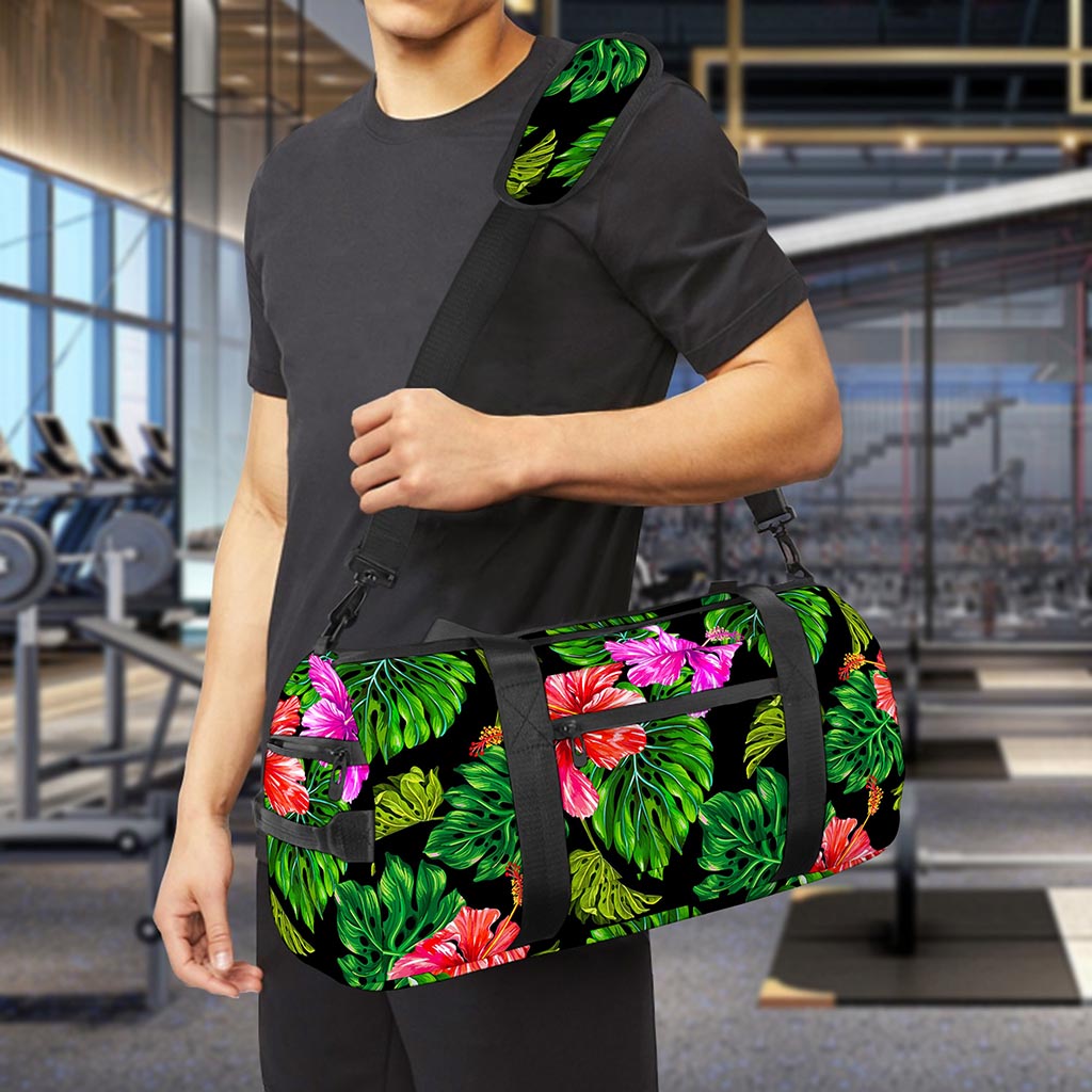 Monstera Hibiscus Hawaii Pattern Print Gym Bag