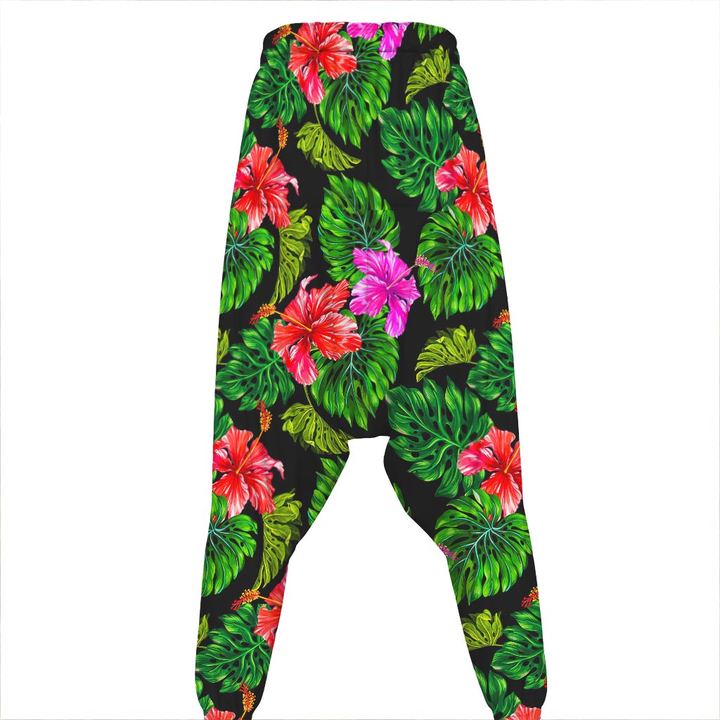 Monstera Hibiscus Hawaii Pattern Print Hammer Pants