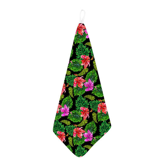 Monstera Hibiscus Hawaii Pattern Print Hand Towel