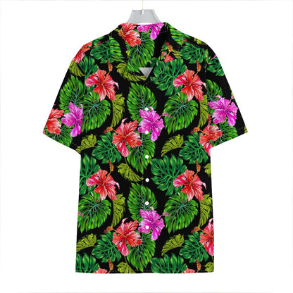 Monstera Hibiscus Hawaii Pattern Print Hawaiian Shirt