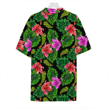 Monstera Hibiscus Hawaii Pattern Print Hawaiian Shirt
