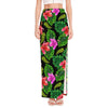 Monstera Hibiscus Hawaii Pattern Print High Slit Maxi Skirt