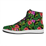 Monstera Hibiscus Hawaii Pattern Print High Top Leather Sneakers