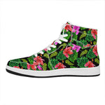 Monstera Hibiscus Hawaii Pattern Print High Top Leather Sneakers
