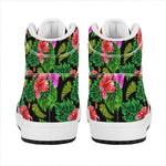 Monstera Hibiscus Hawaii Pattern Print High Top Leather Sneakers
