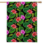 Monstera Hibiscus Hawaii Pattern Print House Flag
