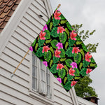 Monstera Hibiscus Hawaii Pattern Print House Flag