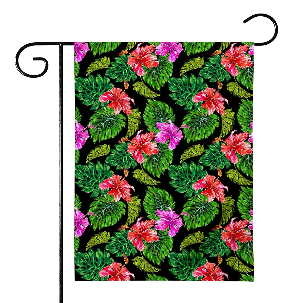 Monstera Hibiscus Hawaii Pattern Print House Flag