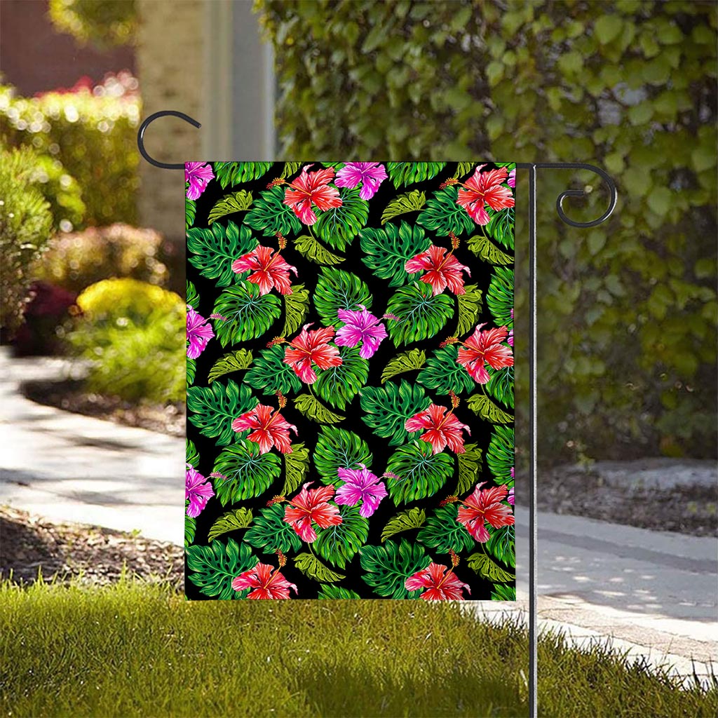 Monstera Hibiscus Hawaii Pattern Print House Flag